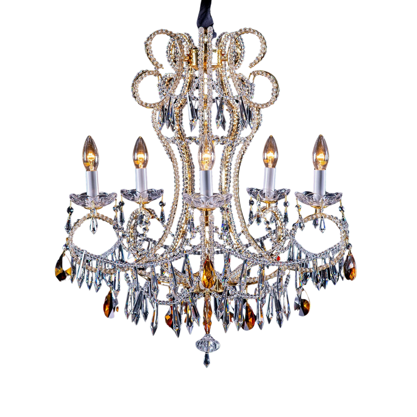 Maria Theresa - 1 Tier 5 Globe Vintage Chandelier