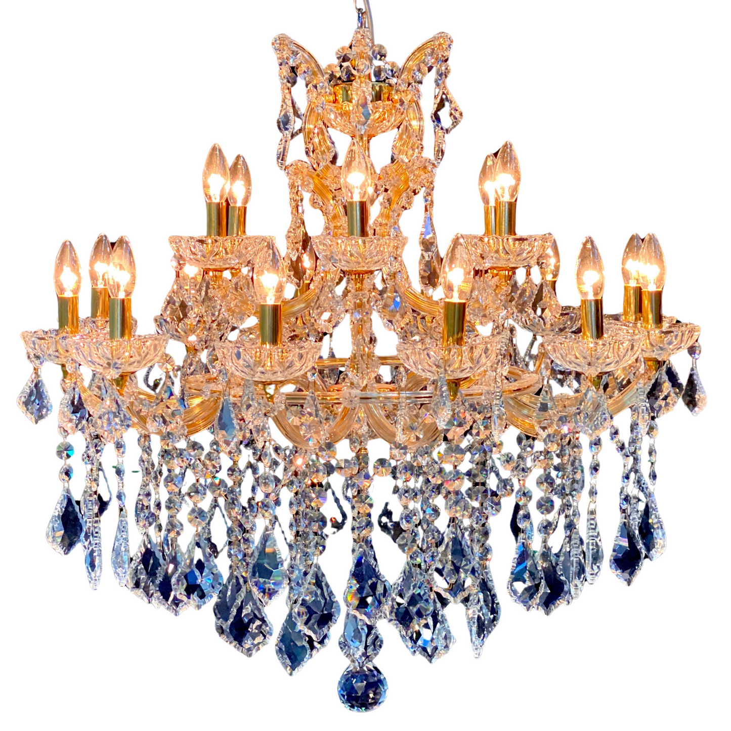 Maria Theresa - 2 Tier 18 Globe Gold Chandelier