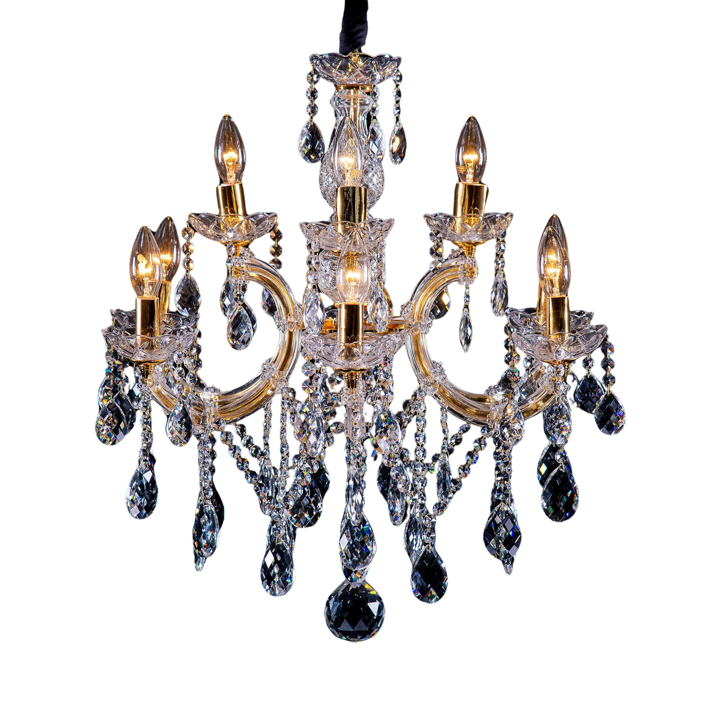 Maria Theresa - 2 Tier 9 Globe Gold Chandelier