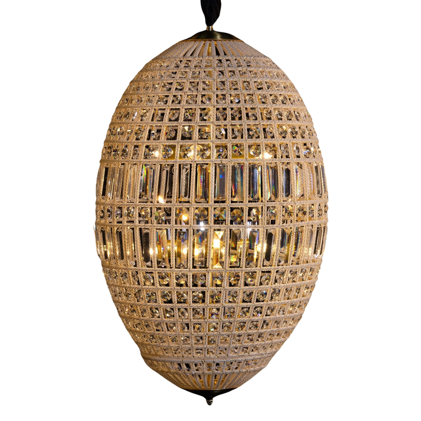 Golden Oval Basket - 5 Globe Vintage Chandelier